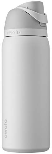 Owala FreeSip Stainless Steel Drinking Bottle with Push Button and Built-in Straw, 940 ml, Shy Marshmallow