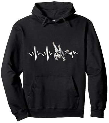Judo Battement Coeur Joueur Judo Homme Femme Enfant Sweat à Capuche, Unisexe pour Adultes, Noir, L