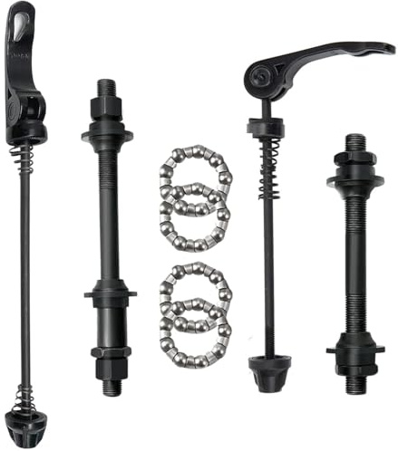MOONDKIST Bike Quick Releases Set, 1 Pair MTB Quick Release Bicycle Hub Road Mountain Bike Front & Rear Axle Hollow Shaft Set with 25mm Wheel Hub Steel Ball for Road Bike, Mountain Bike