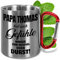 Edelstahl-Tasse 330ml personalisiert „WUNSCHNAME hat auch Gefühle Hunger zum Beispiel oder Durst!“ – Karabiner-Edelstahl-Becher mit Namen – lustiges Geschenk für Freunde Gartenparty (Name, Griff Rot)