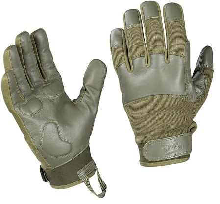 M-Tac Police Gen.II Taktische Schießhandschuhe aus Leder – Schutzhandschuhe für Polizei, Sicherheitsdienste und Waffenbesitzer, Mit Anti-Rutsch-Innenseite, Verstellbarem Klettverschluss, Olive, M
