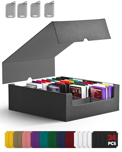 ZLCA Trading Card Storage Box, Commander Card Deck Case Holds 2400+ Cards, MTG Deck Box with 4 Stoppers, Magic Card Organizer for TCG PTCG Cards(Black)