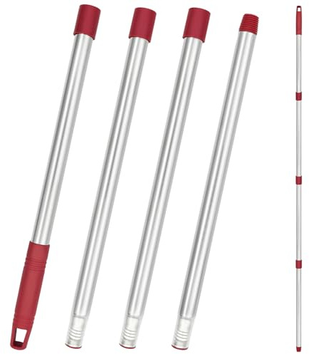 GFRED 1PC Mop Handle Replacement 4-Section Adjustable Stainless Steel Compatible with Vileda Spin Turbo Easy Wring Mop Mop Pole Extended for Convenience and Practicality