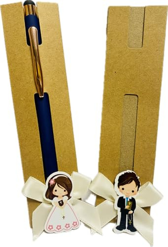 Regalos de Primera Comunión para Invitados, Bolígrafos con puntero táctil para el móvil Personalizados y con funda Decorada, Pack de 10 unidades, Comunión de niña o niño