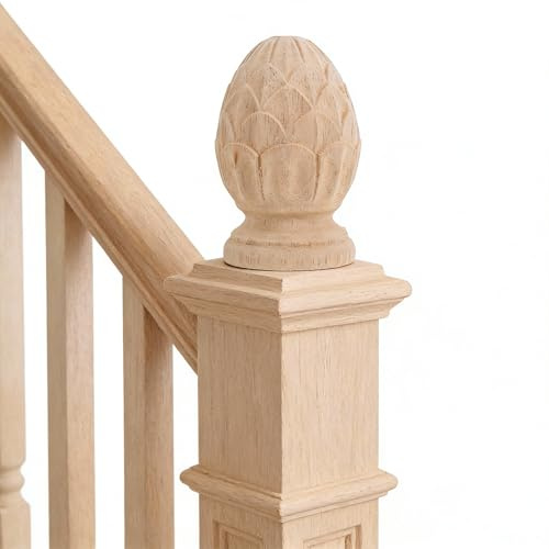 MUCKLILY Remate de piña de madera para escaleras y cubrecolchón universal de 3.15 pulgadas, remate decorativo de estilo europeo para decoración del hogar y mejora artística