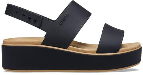 Crocs Womens Brooklyn Low Wedges, Black/Cashew1, 5 Medium