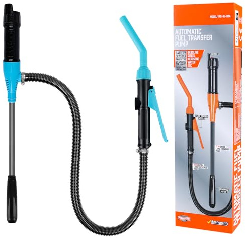 Pompe de transfert électrique à batterie, 2,4 GPM (9 l/min), pompe à carburant pour essence et diesel, pompe à siphon portable avec tuyau et contrôle du débit, pompe de transfert de liquide à piles