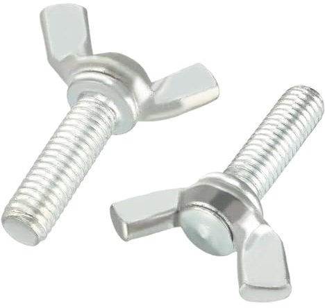 Vingskruvar, fjärilsvingar, kantskruvar, bult, M6 x 20 mm, 1 mm lutning, kolstål, 10 stycken