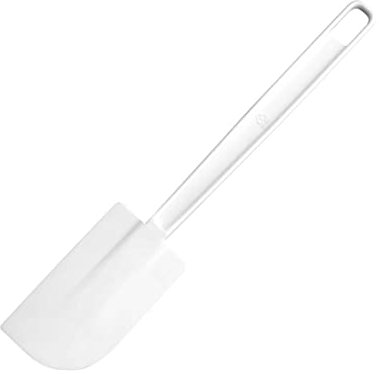 Vogue Rubber Ended Spatula 25.5 cm/10 inch, White, ABS Handle with Hanging Hole, EVA Blade for use with Non-Stick Cookware, Dishwasher Safe, J081