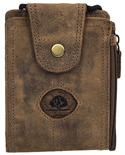 Greenburry Vintage Umhängegeldbeutel Leder Portemonnaie braun | 14 x 10,5 x 2,5 cm