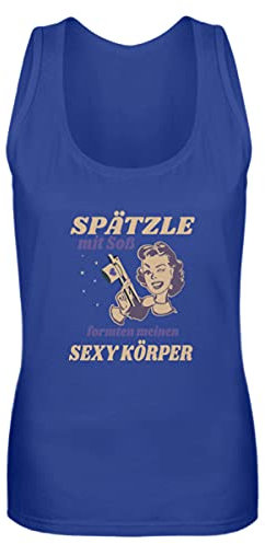 Spätzle avec sauce – Proverbes souabes – Cadeaux de souabe – Débardeur pour femme, bleu roi, XXL