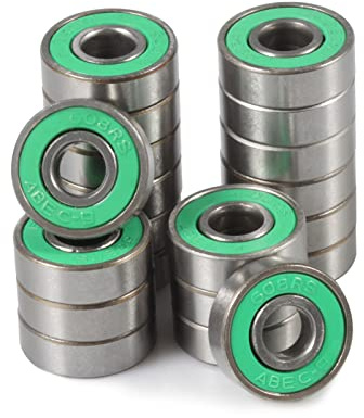 SPEEDWOX Lot de 20 roulements à billes 608 RS à double joint en caoutchouc, roulements miniatures en acier au carbone à rainures profondes pour skateboard, longboard, roller, Fidget Spinner, vert