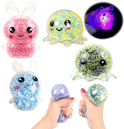 4 Anti Stress Squeeze Ball, RosyFate Squeeze Ball, Leuchtender Ball Zum stressabbau, Stress Relief Toy, Stress Relief Balls, Stressball Kinder, Leuchtendes, Kinderspielzeug (Zufällige Farbe)