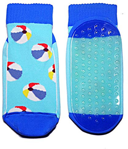 Weri Spezials Strandsocken Badesocken für Kinder und die ganze Familie mit der durchgehender ABS Beschichtung, Thermolite Aqua-Beach-Socken in mehreren Designs (23-26, Türkis Strandbälle)