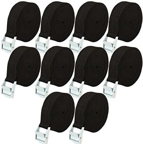 LOLYSIC 10 Stück Spanngurte Schwarz kurz, Spanngurte 5m, Verstellbare Zurrgurt Spanngurt mit Klemmschloss, 25mm Spanngurt Fahrradträger, Gepäckträgergurte für Autos, Fahrräder, Motorräder