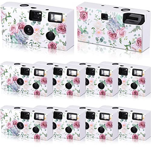 10 Pack Disposable Camera for Wedding Bulk, 34mm Single Use Camera Bulk with Flash White and Black Film for Gathering Wedding Travel