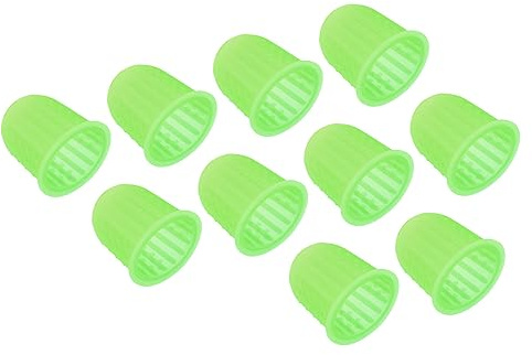 PATIKIL Fingerspetsar i gummi, 10-pack med tumfingertoppsskydd i silikon, skyddsdynor, fingerborg, för kontorsräkning, sortering, sömnad, grön, stor storlek