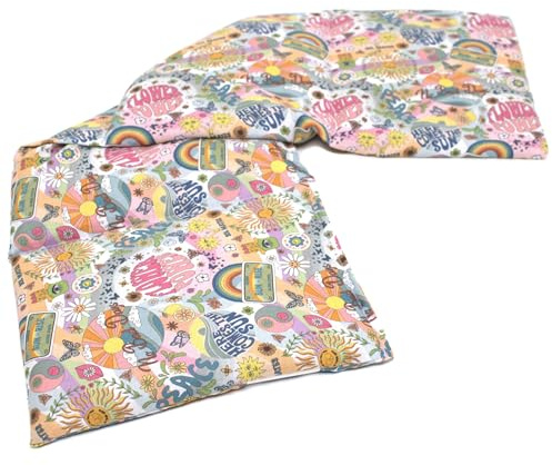 Cojín de semillas de uva de 4 cámaras, 20 x 60 cm, tejido orgánico Flower-Power, cojín de calor