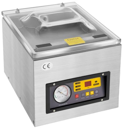 Kammarvakuumförpackare, 3-i-1 multifunktionell vakuumförpackare, 120 W 5,5 l/s professionell vakuumtätare vakuumtätare för livsmedel, foliesvetsutrustning för vakuumförpackning, tätning och kylning