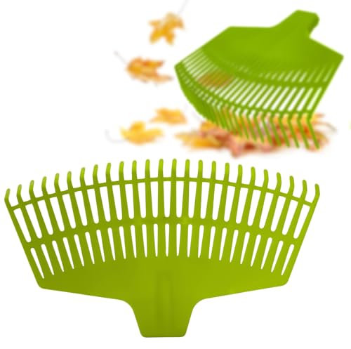KADAX robuster Rechen aus Kunstsoff, Laubharke ohne Stiel, Breite Harke, Laubrechen, Gartenrechen, Laubbesen, Laubfächer, Fächerbesen, Laubfeger (Rechteckig grün 45cm)
