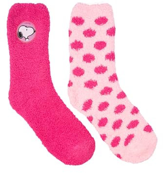 United Labels The Peanuts Snoopy Kuschelsocken für Damen - Flauschige Wintersocken warme Socken Rosa/Pink (2er Pack) (DE/NL/SE/PL, Numerisch, 39, 42, Regular, Regular, Rosa/Pink)