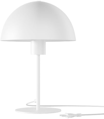 Liadomo Tischleuchte Helena – moderne Pilzform – Nachttischlampe – Weiß – Höhe: 38 cm – mit Kabel – E27-Fassung – exkl. Leuchtmittel