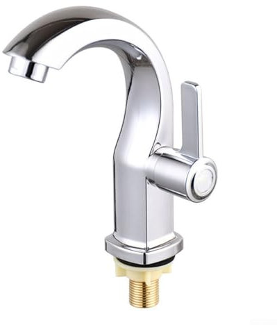 Yhenlovtt Robinet de lavabo moderne et fonctionnel en ABS pour eau froide simple, argenté, pour cuisine, salle de bain, toilettes (argent)