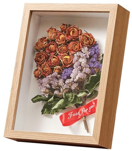 FAVORTALK Shadow Box Cadre photo 3D profond en bois de 10 x 15 cm de profondeur pour photos et fleurs (Bois 433, profondeur 5 cm)