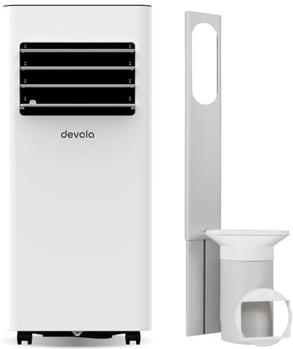 Devola 4-in-1 WiFi Air Conditioning Unit 7000 BTU, Portable Air Conditioner Dehumidifier, With 2 Window Kits Included, Fan only mode, Cooling, Timer & Dehumidifying Functions (White, 7000 BTU)