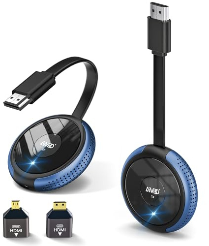 AIMIBO HDMI Wireless 4K, 5.8G Wireless TV Transmitter and Receiver, Plug & Play, No App, 165FT/50M HDMI Sender Receiver Streaming Media Video Audio for Phone DSLR Laptop PC to HDTV Monitor Projector