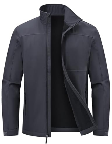 Huayuzh Chaquetas softshell para exteriores, gris, L
