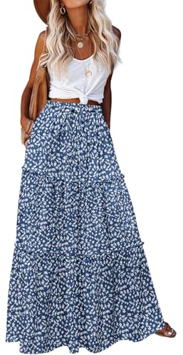 Hotouch Faldas Mujer Verano Elegante Falda Larga Línea A Z-Flower-C XL