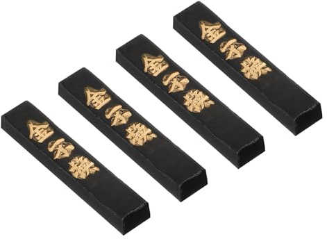 PATIKIL Chinese Calligraphy Ink Stick 2 Inch 10g, 4 Pcs Handmade Oil Ink Stick Block for Traditional Calligraphy Practice Painting Drawing Supplies, Black