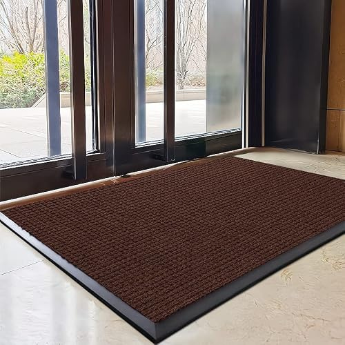 Kraftig kommersiell entrématta – inomhus/utomhus dörrskrapa för hemskolor kaféer och företag – lågprofilbrun (60 x 100 cm)