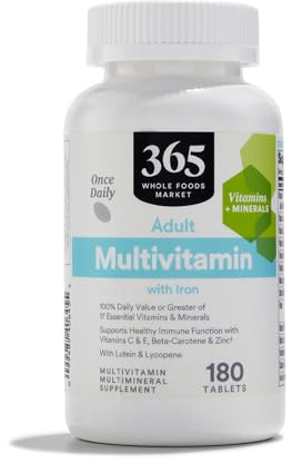 365 by Whole Foods Market, Adult Multivitamin with Iron, 17 Essential Vitamins and Minerals, 180 Tablets