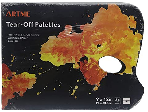 ARTME Paleta de 36 Hojas de Papel de 23 x 30,5 cm, 50 g/m², con Agujero para el Pulgar, fácil de Usar, acrílico, Pinturas al óleo y Acuarelas