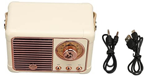 MUNEFE Altavoz Vintage, Radio Am FM, Altavoz Retro, Escuchar Música En Casa, Hacer Un Picnic En El Parque O Organizar Una Fiesta(Amarillo)
