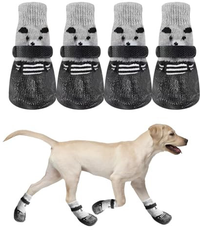 ZSMJAER 4 x Hund Pfotenschutz Fußabdeckung, Schützende Hundesocken, wasserdichte rutschfeste Hundeschuhe, Verstellbare Hundeschuhe mit 2 Klettbändern, Größe ist für Kleine und Mittlere Hunde (M)