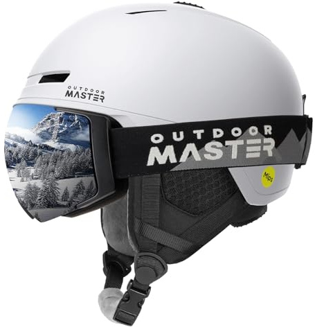 OutdoorMaster MIPS Skihelm und Skibrille PRO Set - Verstellbarer Snowboardhelm und Schneebrille Set - Schneesporthelme für Männer, Frauen und Junioren