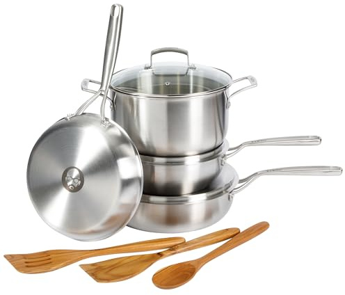 Babish 10 Piece Professional Tri Ply Non Toxic Pots and Pans Cookware Set