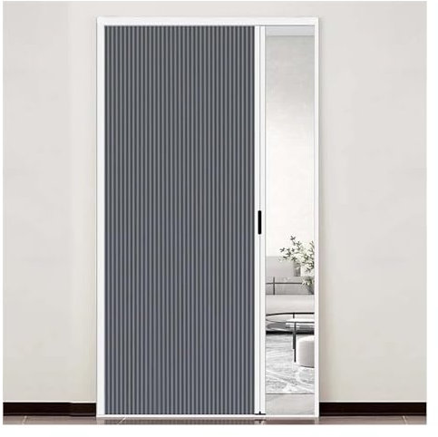 Innentür ohne Bohren, versenkbare Falttür mit Aluminiumrahmen und Zellstoff, wasserdicht und wärmeisolierend, for Schlafzimmer, Badezimmer, Küche, Büro(Dark gray,140x200cm/55x79in)