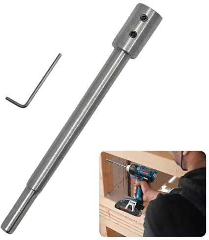 Extensión extralarga de 170 mm, Forstner Bit Extension Metal, eje de extensión para fresado de agujeros especialmente profundos y perforaciones, para brocas Forstner con vástago de 3/8 pulgadas,