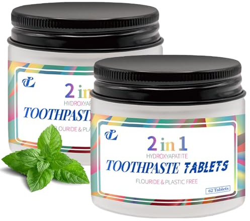 2 Stück Hydroxylapatit Zahnpasta,Toothpaste Tablets,Kaubare Zahnpasta,Zahnpastatabletten,NatüRliche Paste Zahnpasta,Umweltfreundliches Glas, Umweltfreundlich Und Reisefreundlich