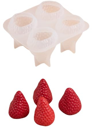 Moldes de silicona 3D de fresa para jabón, moldes de fundición para hornear, suministros de manualidades para decoración de pasteles