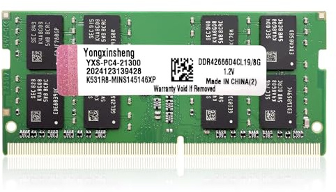 Yongxinsheng DDR4 2666MHz 8GB Laptop RAM PC4-21300 SODIMM Non-ECC Unbuffered 1.2V 2Rx8 Dual Rank 260-Pin CL19 PC Computer Memory Upgrade Module Arbeitsspeicher