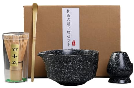 Matcha skål 4-delat set skål med hällpip set skål tillbehör matchaskålar whisk te macha temugg kopp japansk matchas keramikskål skålar pip av keramik kvast skålar (4)