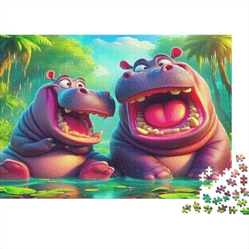 Puzzle Hipopótamo Monito 1000 Piezas 70x50cm en Papel Reciclado para Adultos Amigos Gaviotas Juego Educativo Anti-Estrés Actividad en Casa Regalo Divertido