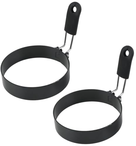 2 Piezas Moldes Para Huevos Acero Inoxidable Con Mango Plegable De Silicona Antiadherente Molde Para Tortitas Para Preparar Huevos Fritos, Tortitas Y Hamburguesas