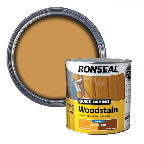Ronseal QDWSNP25L 2.5 Litre Satin Finish Quick Dry Woodstain - Natural Pine