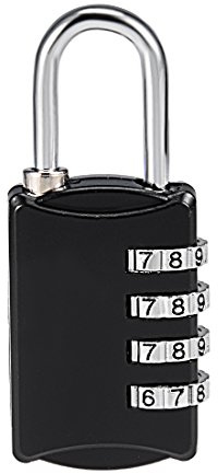 Sourcingmap 4 Digit Combination Padlock, 4mm Shackle, Zinc Alloy Lock Waterproof Lock for Gym Locker Fence Suitcase Travel Outdoor, Black